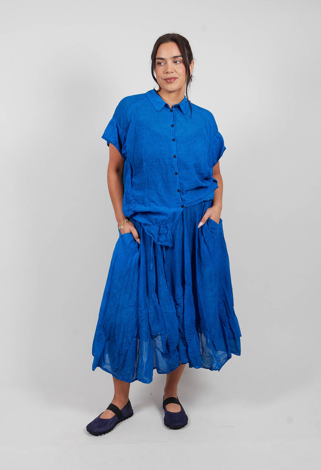 Circular Gathered Skirt in Electric Cloud - 1350303