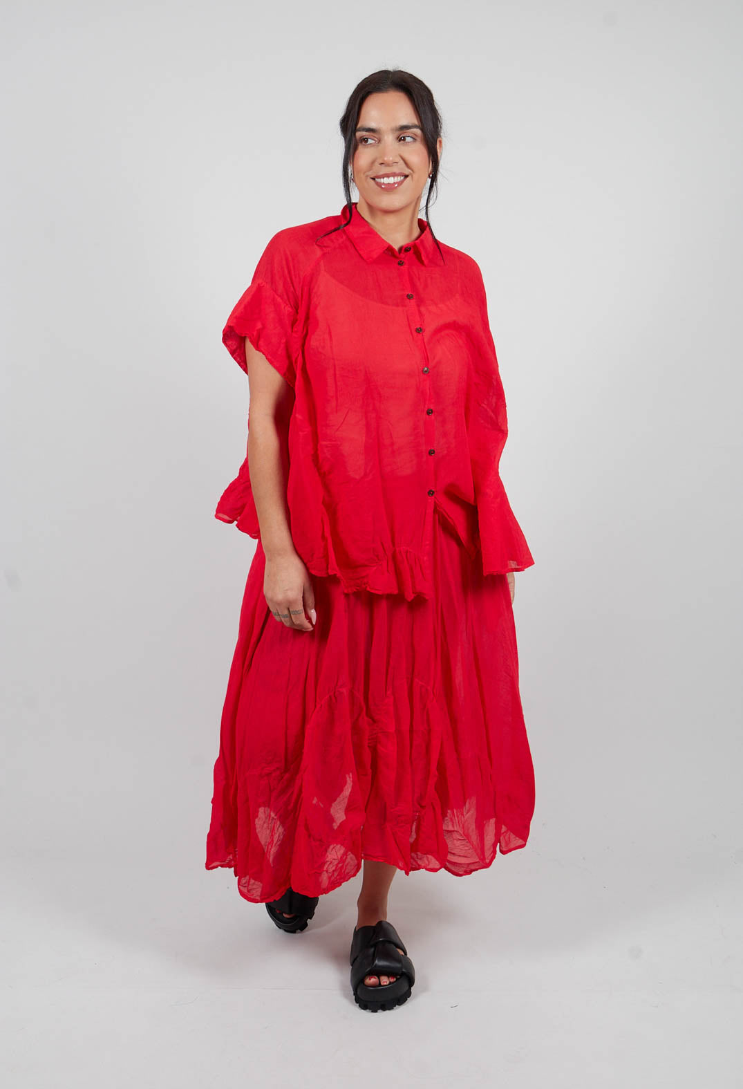 Circular Gathered Skirt in Ketchup Cloud - 1350303