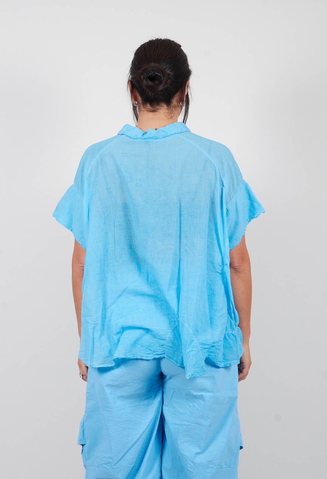 Semi Sheer Shirt in Ice Cloud - 1350408