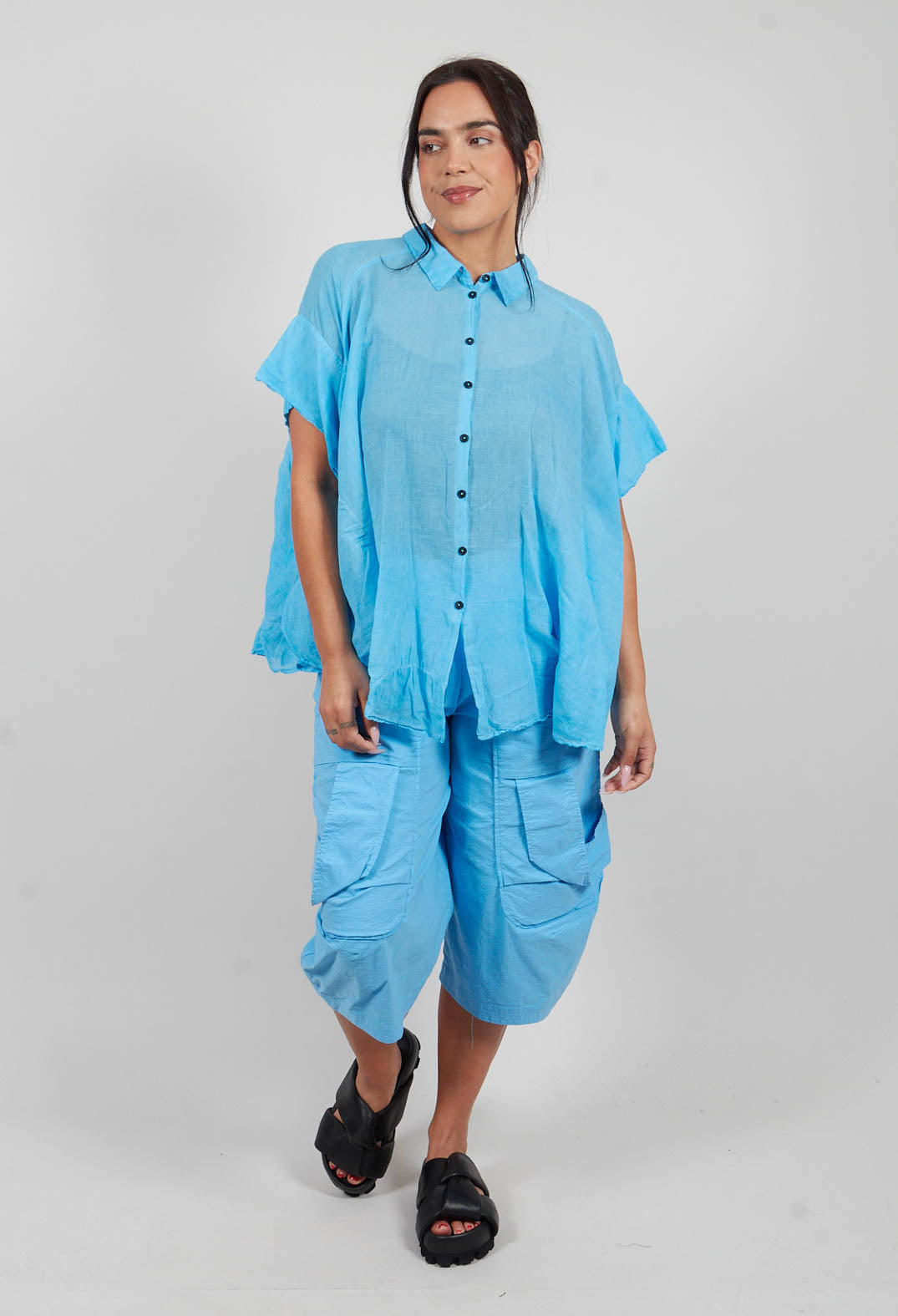 Semi Sheer Shirt in Ice Cloud - 1350408