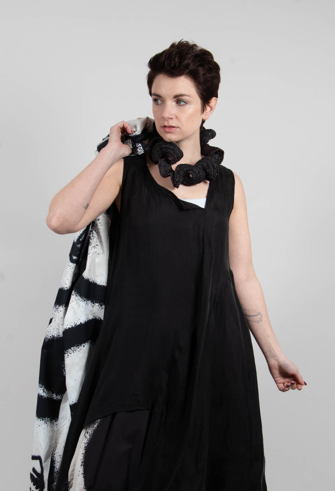 Tie Front Tunic in Black - 1471908