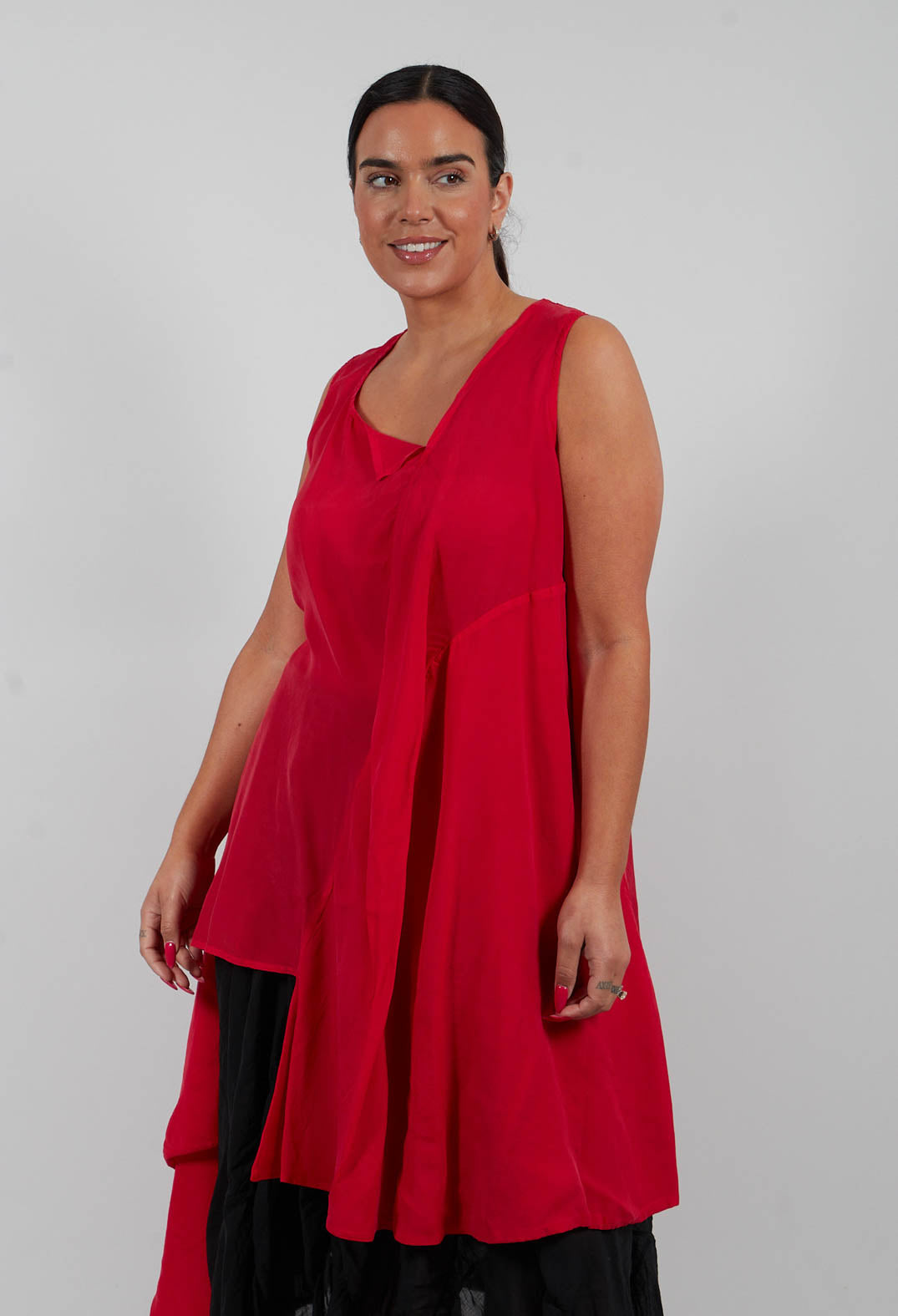 Tie Front Tunic in Ketchup Cloud - 1471908