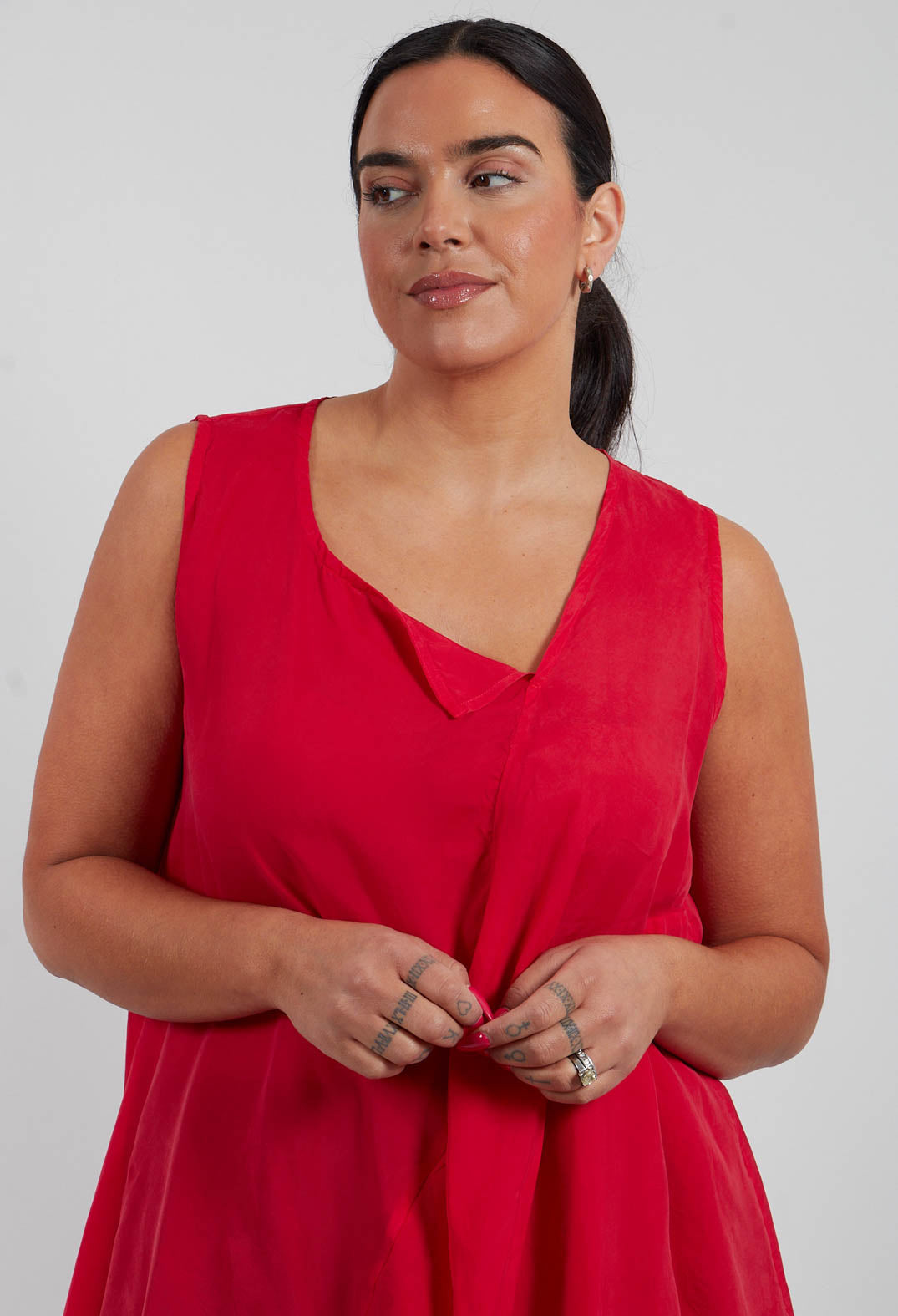 Tie Front Tunic in Ketchup Cloud - 1471908