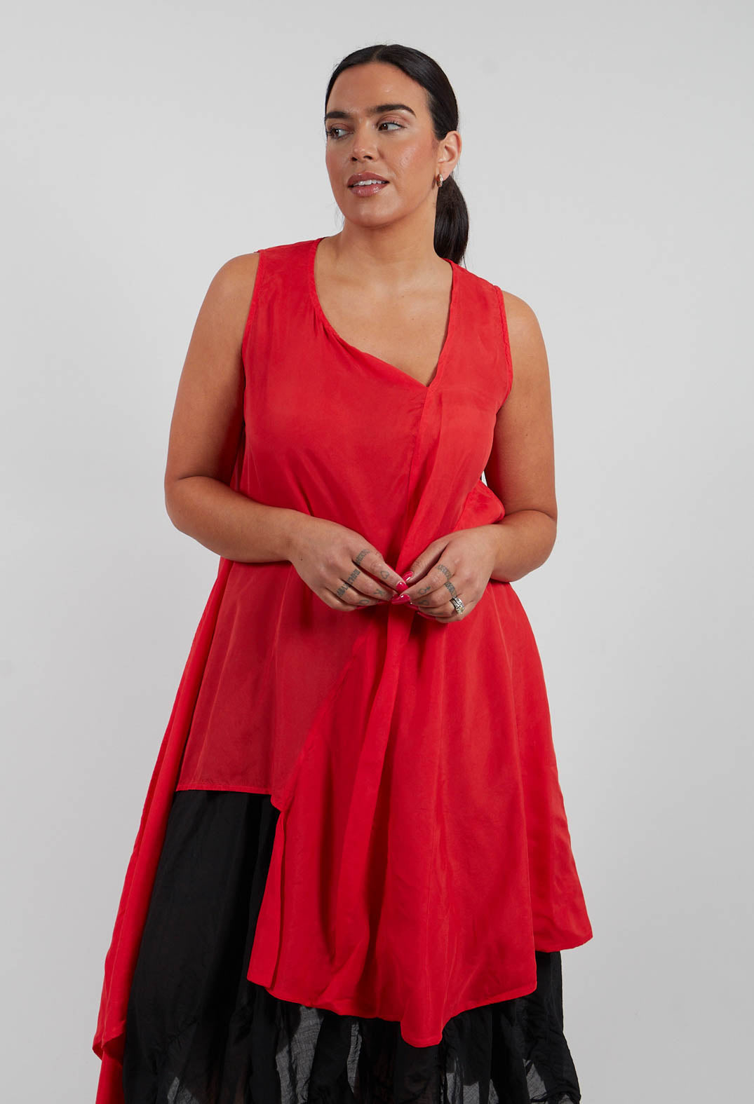 Tie Front Tunic in Pepper Cloud - 1471908