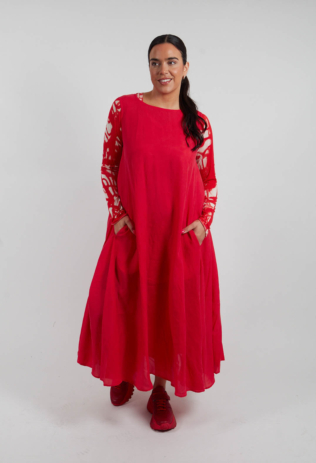 A-Line Dress in Ketchup Cloud - 1470909