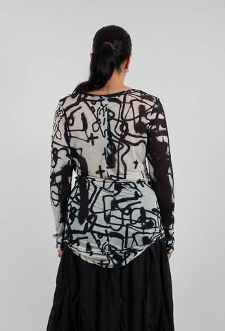 Longline T-Shirt in Black Print - 1620501