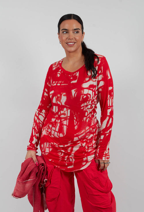 Longline T-Shirt in Ketchup Print - 1620501