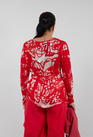 Longline T-Shirt in Ketchup Print - 1620501