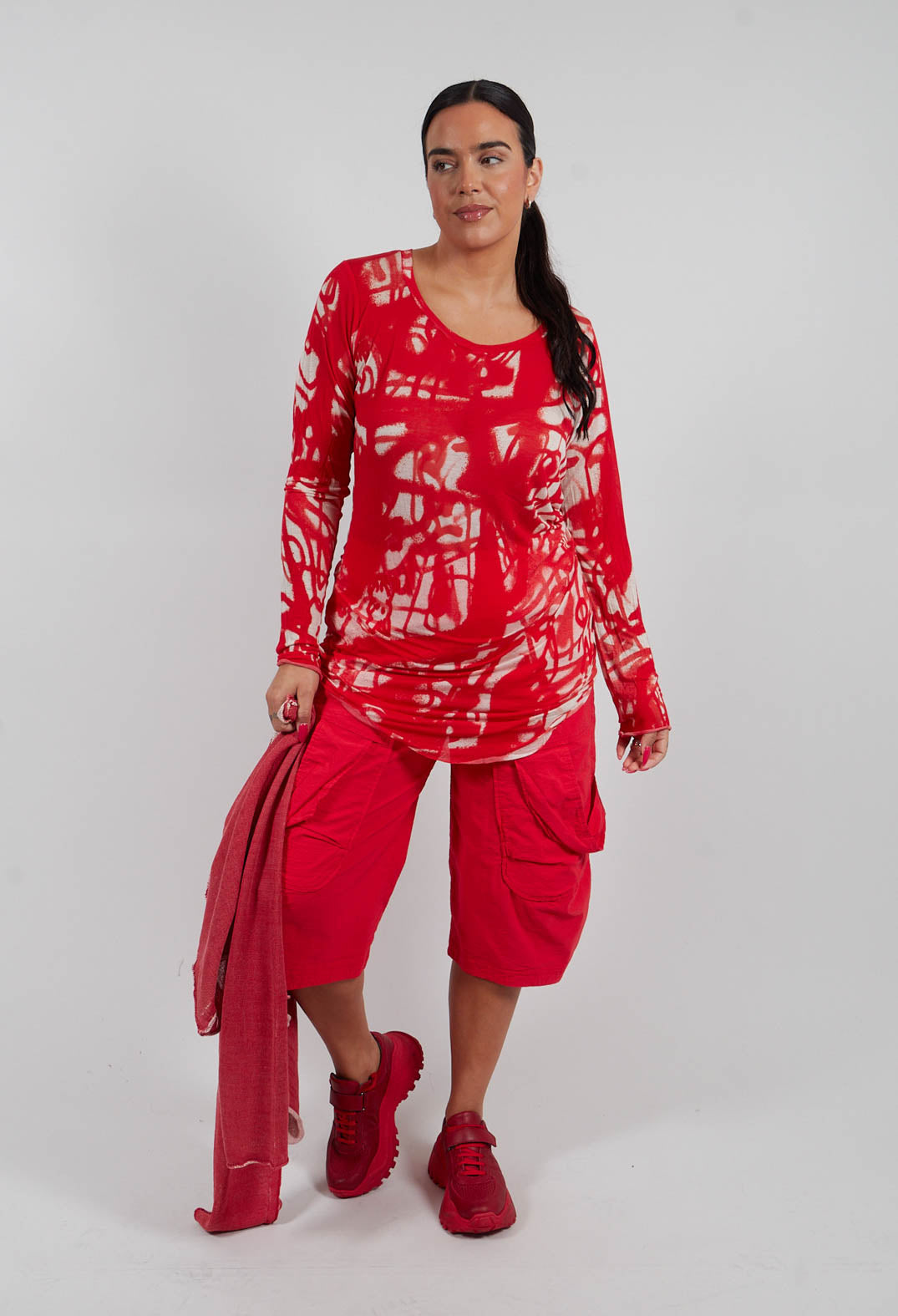 Longline T-Shirt in Ketchup Print - 1620501