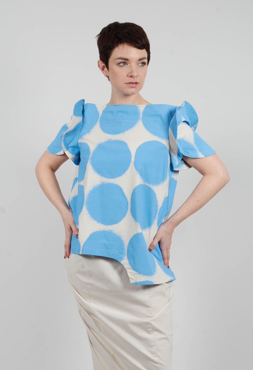 Round Sleeve T-Shirt in Ice Print - 1630601