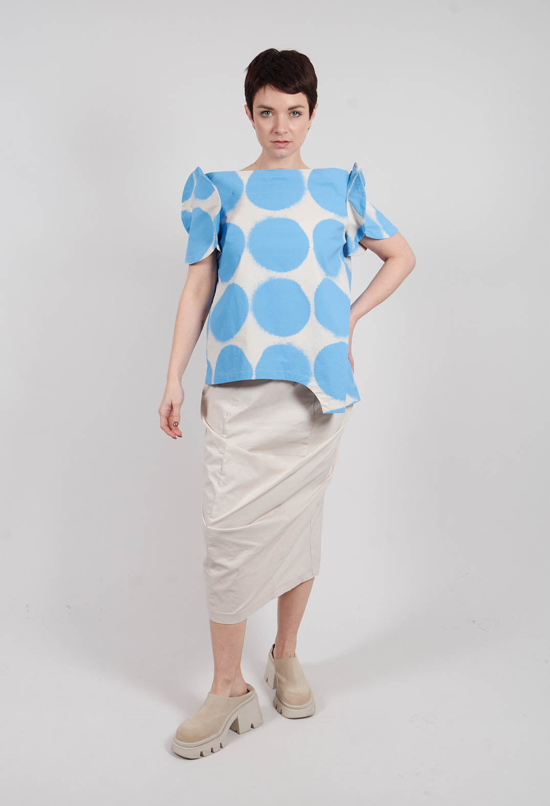 Round Sleeve T-Shirt in Ice Print - 1630601