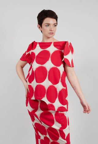 Round Sleeve T-Shirt in Ketchup Print - 1630601