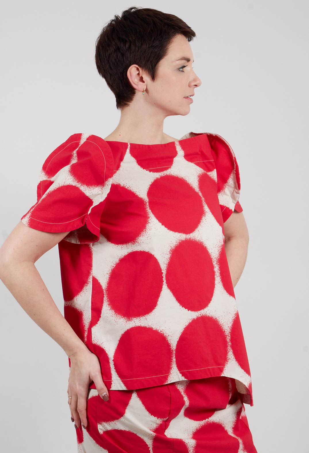 Round Sleeve T-Shirt in Ketchup Print - 1630601