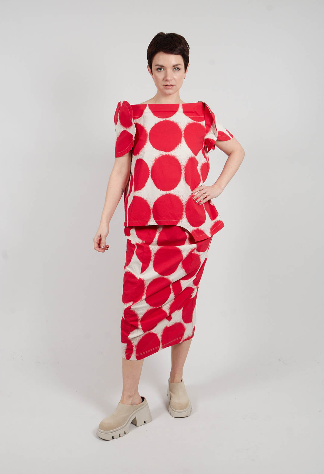 Round Sleeve T-Shirt in Ketchup Print - 1630601