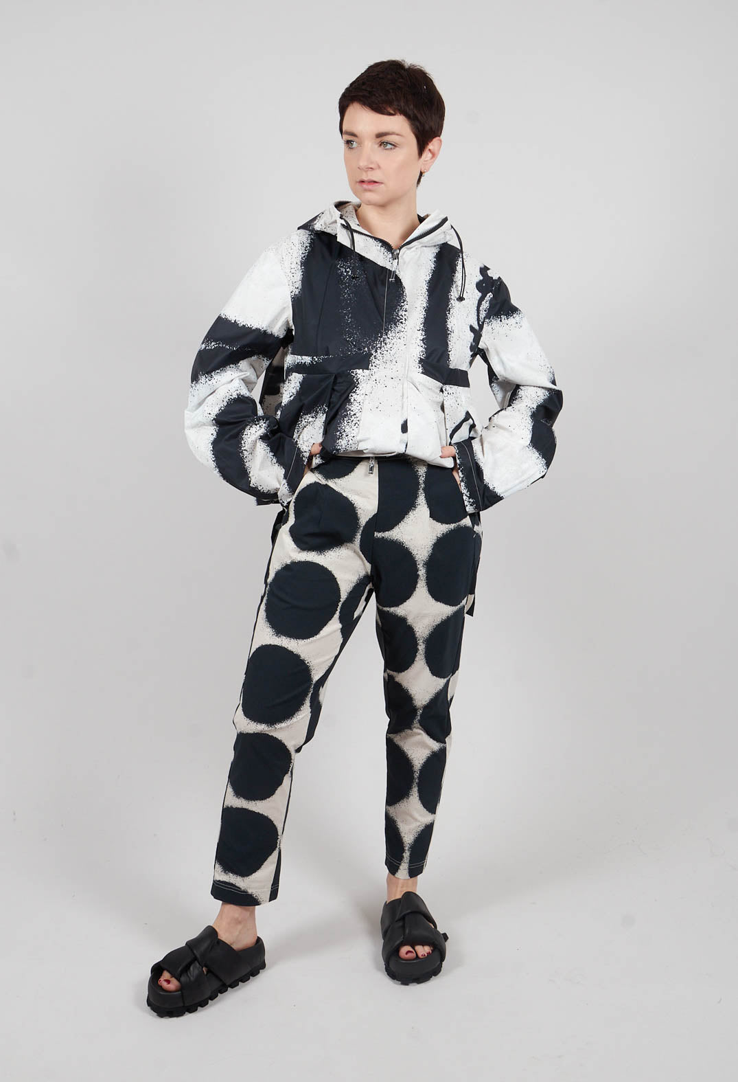 Straight Slim Trousers in Black Print - 1630103