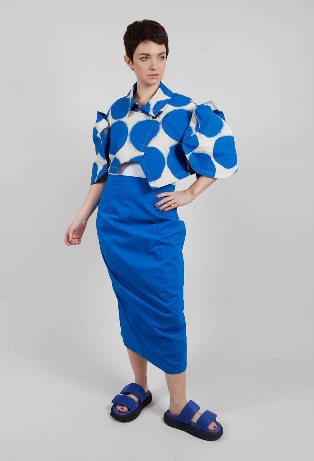 Slim Pull On Skirt in Electric - 1630326