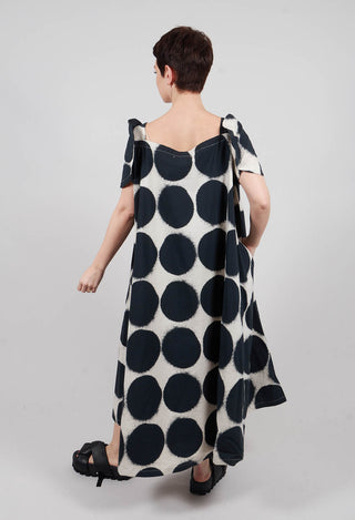 Round Sleeve Dress in Black Print - 1630908