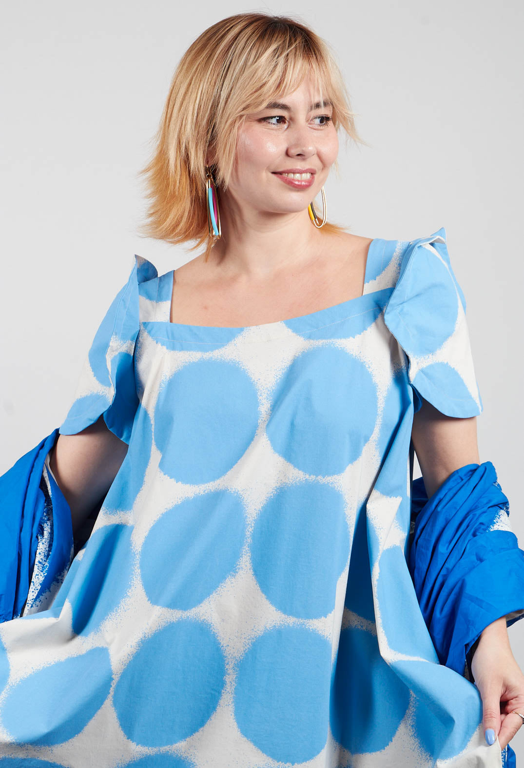 Round Sleeve Dress in Ice Print - 1630908