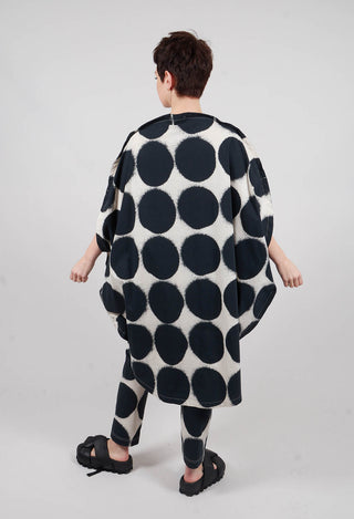 Overcut Sholder Dress in Black Print - 1630909