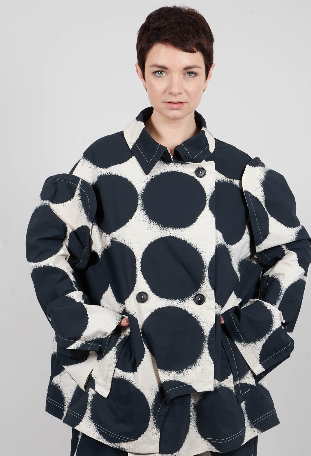 Double Breasted Jacket in Black Print - 1631111