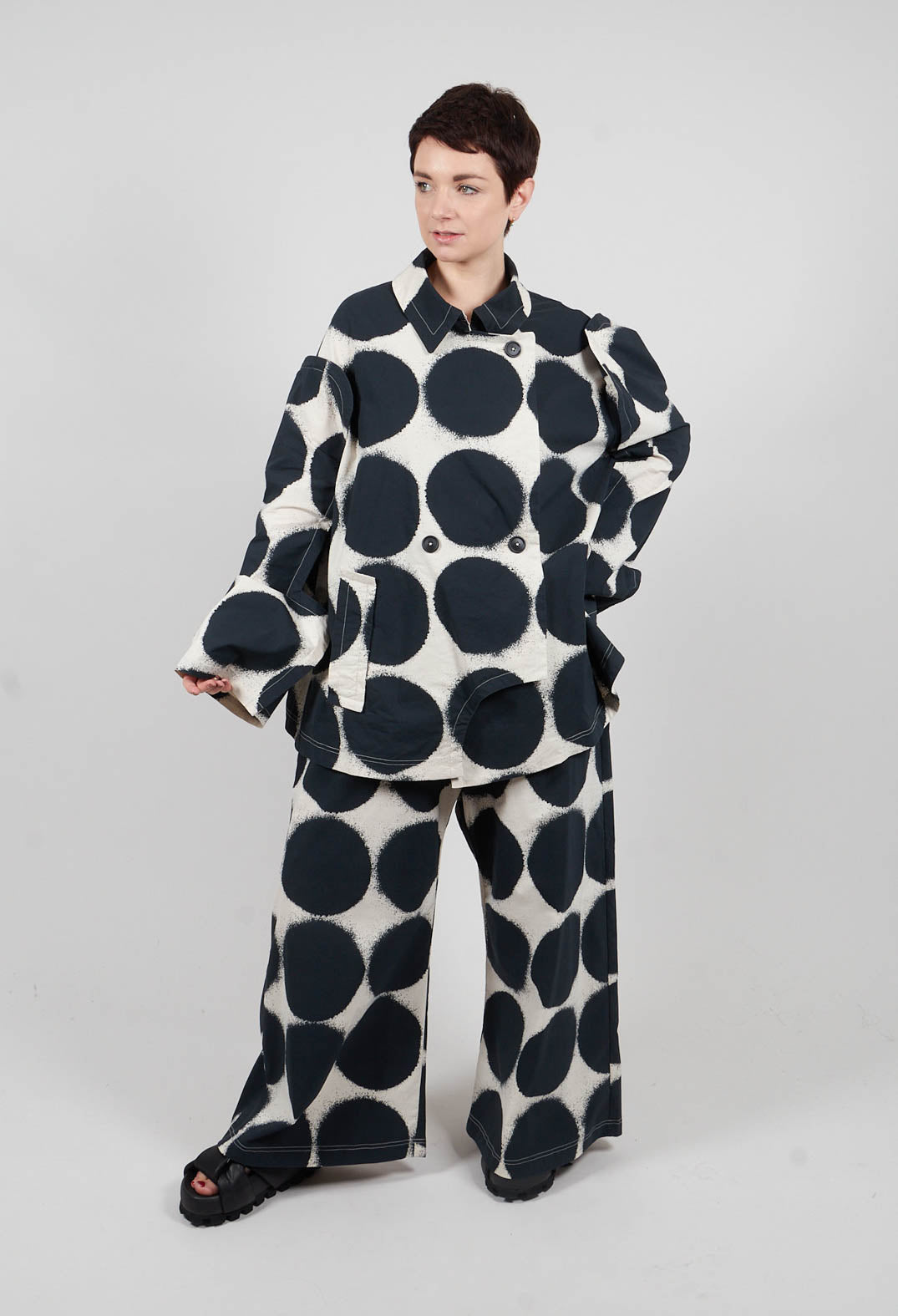 Double Breasted Jacket in Black Print - 1631111