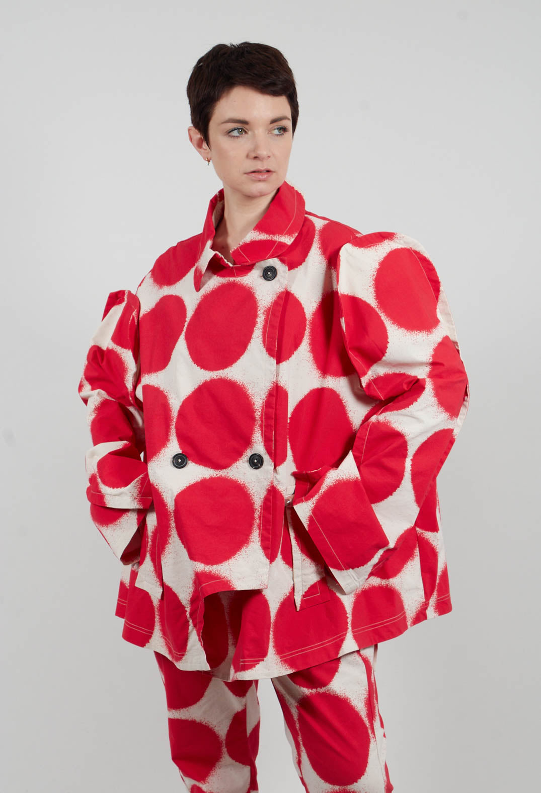 Double Breasted Jacket in Ketchup Print - 1631111