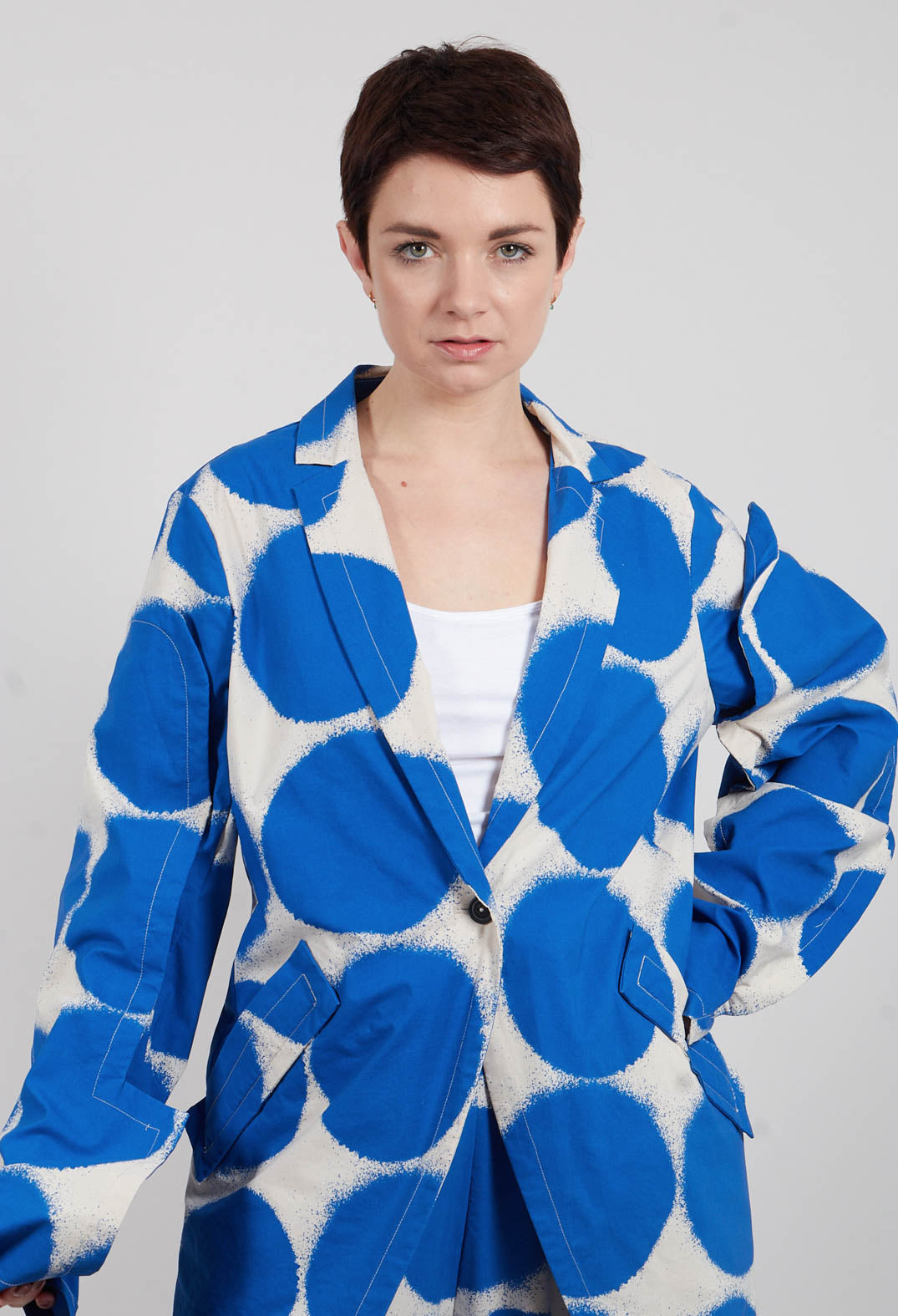 Single Button Jacket in Electric Print - 1631112
