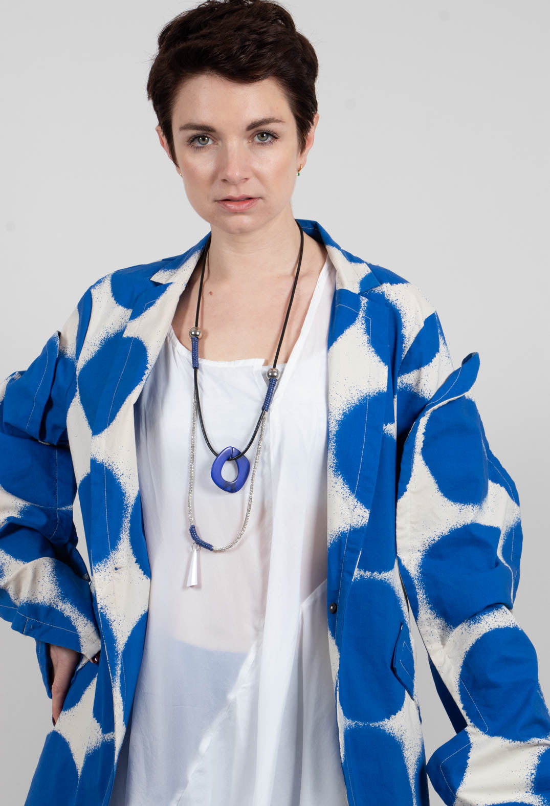 Single Button Jacket in Electric Print - 1631112