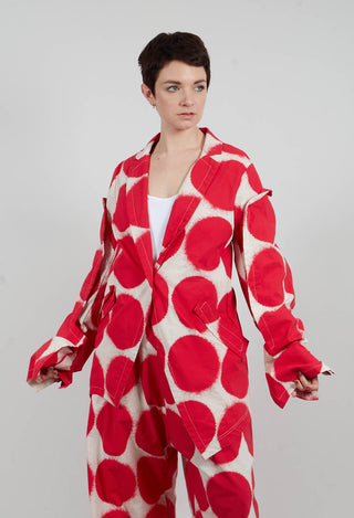 Single Button Jacket in Ketchup Print - 1631112
