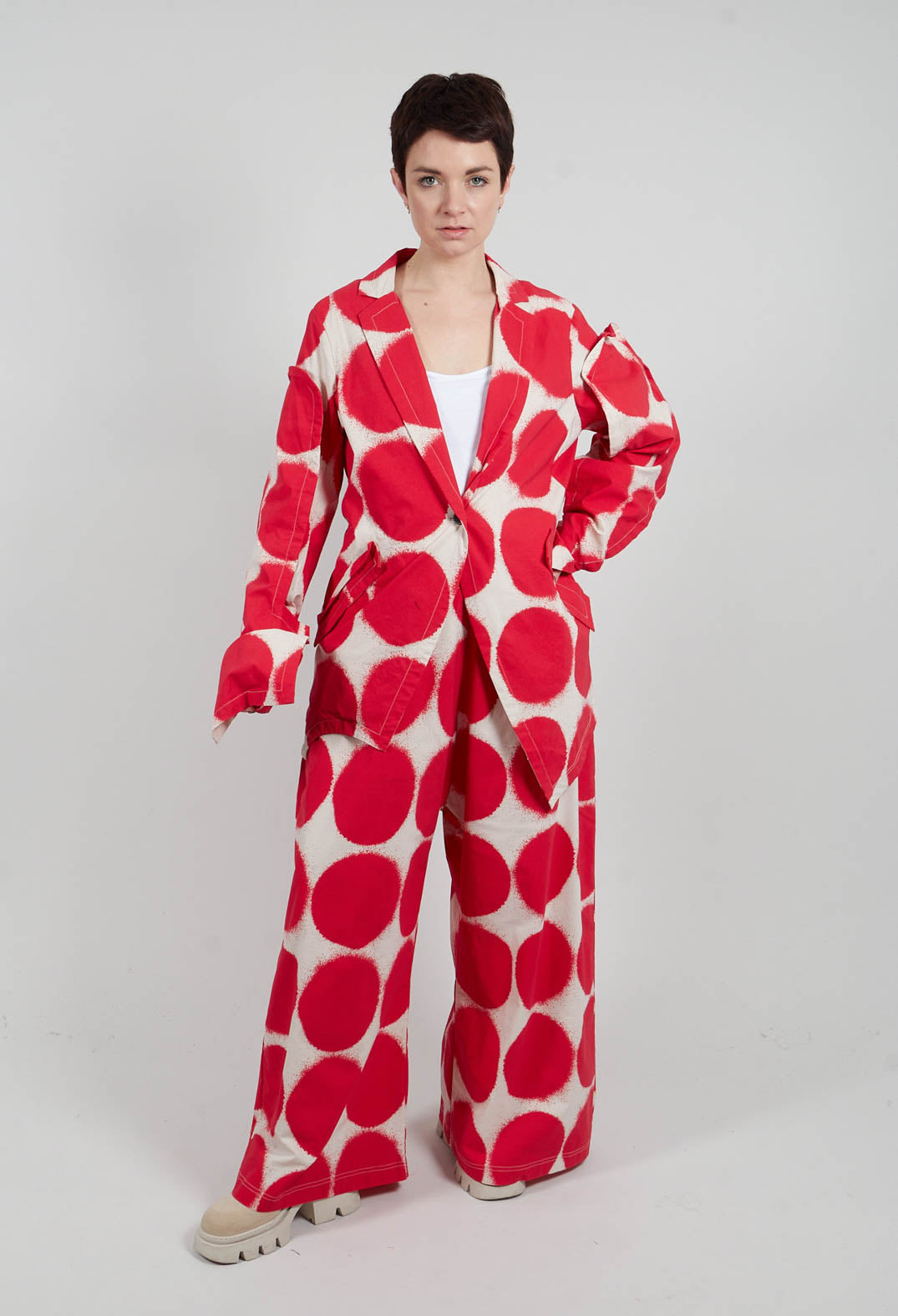 Single Button Jacket in Ketchup Print - 1631112