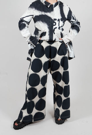 Wide Leg Trousers in Black Print - 1630113