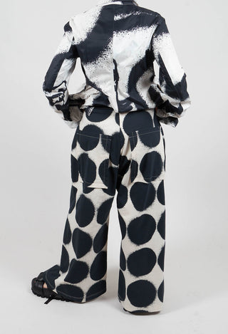 Wide Leg Trousers in Black Print - 1630113