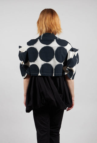 Cropped Round Sleeve Jacket in Black Print - 1631114