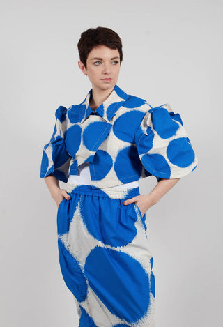 Cropped Round Sleeve Jacket in Electric Print - 1631114