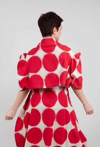 Cropped Round Sleeve Jacket in Ketchup Print - 1631114