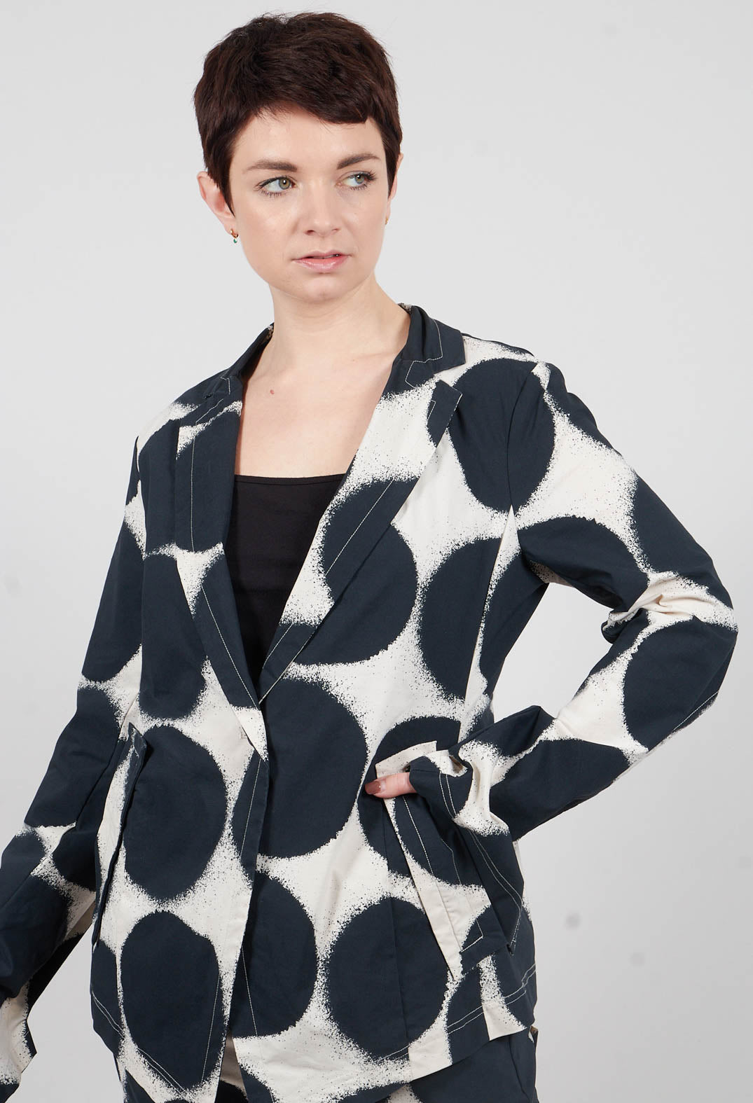 Fitted Jacket in Black Print - 1631115