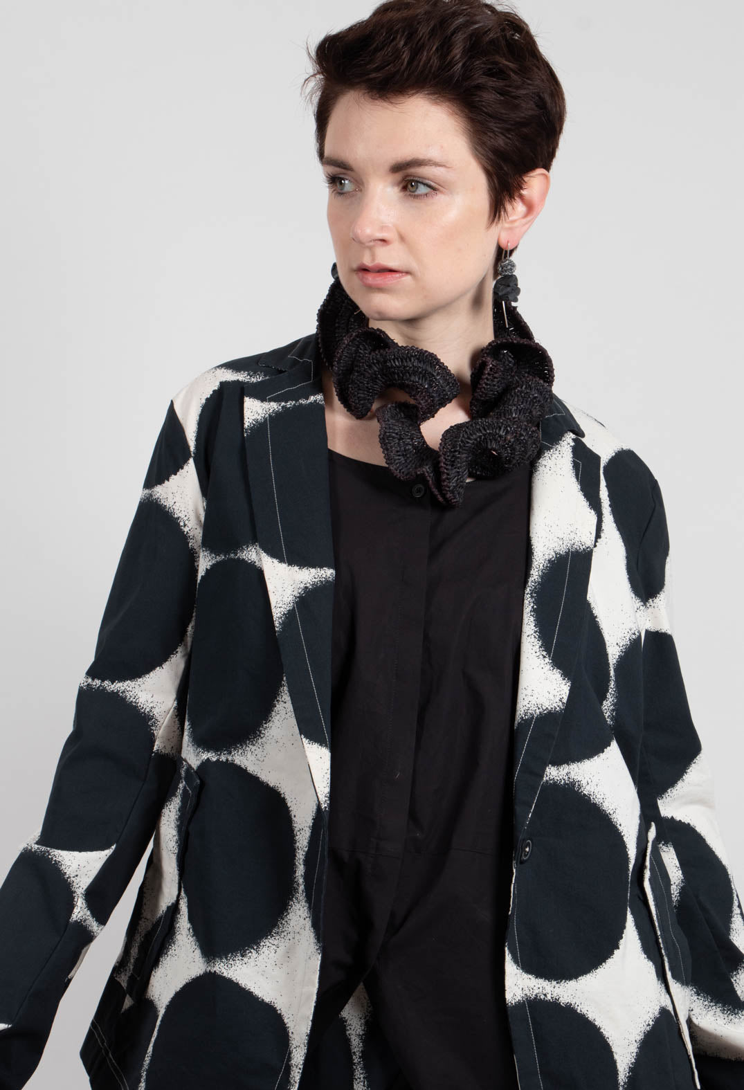 Fitted Jacket in Black Print - 1631115
