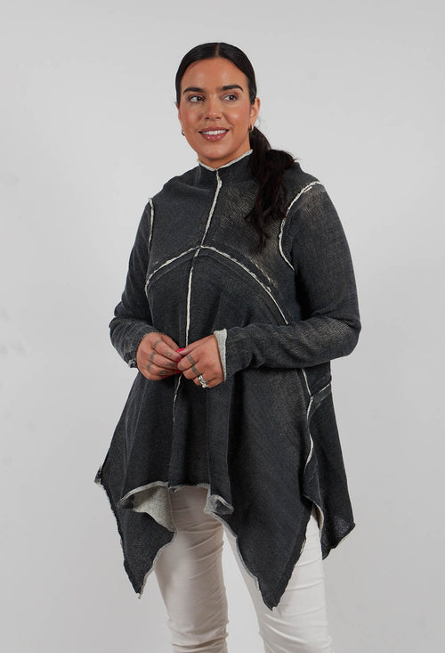 Asymmetric Raw Edge Jumper in Black/Marshmallow - 1720711