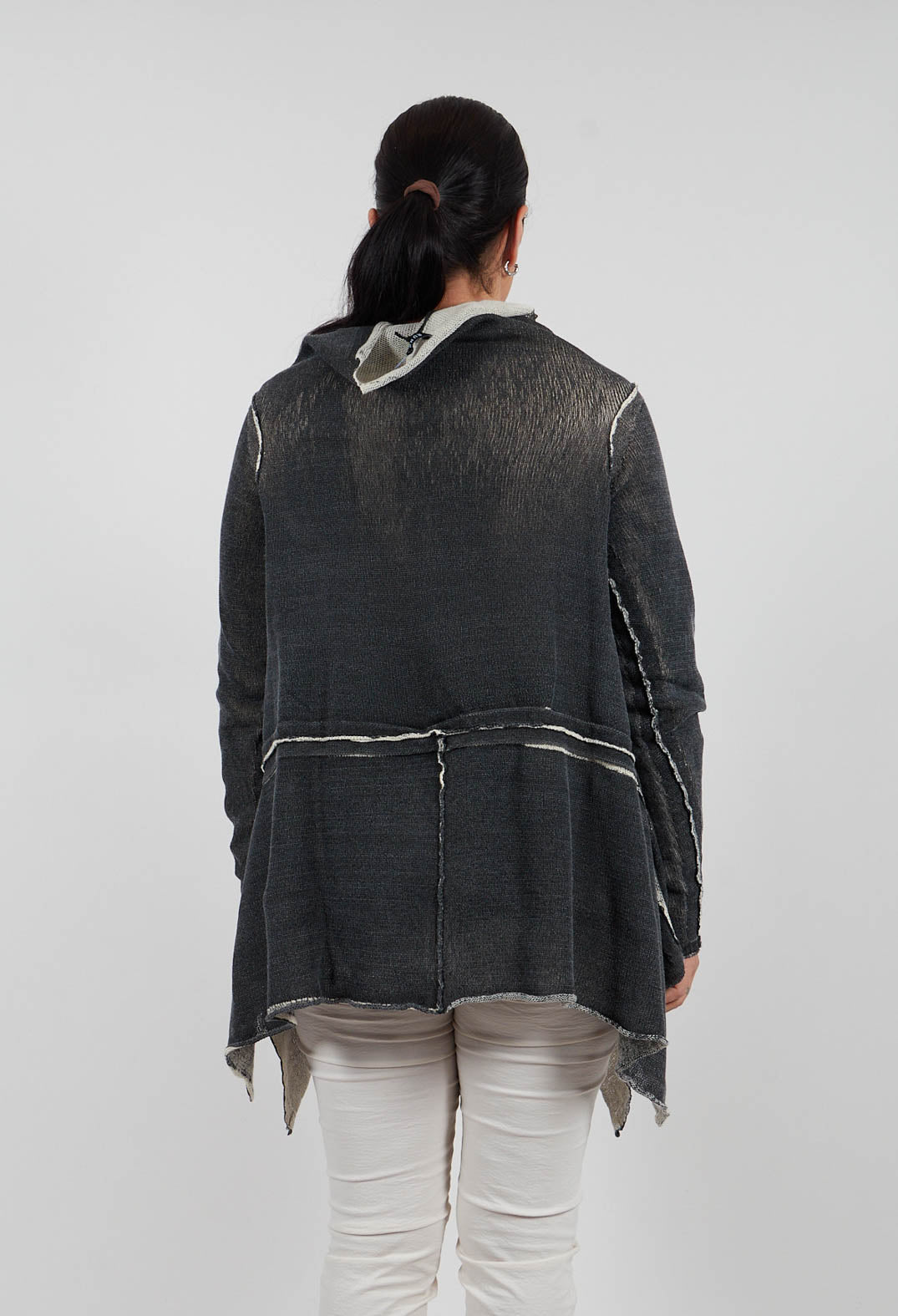 Asymmetric Raw Edge Jumper in Black/Marshmallow - 1720711