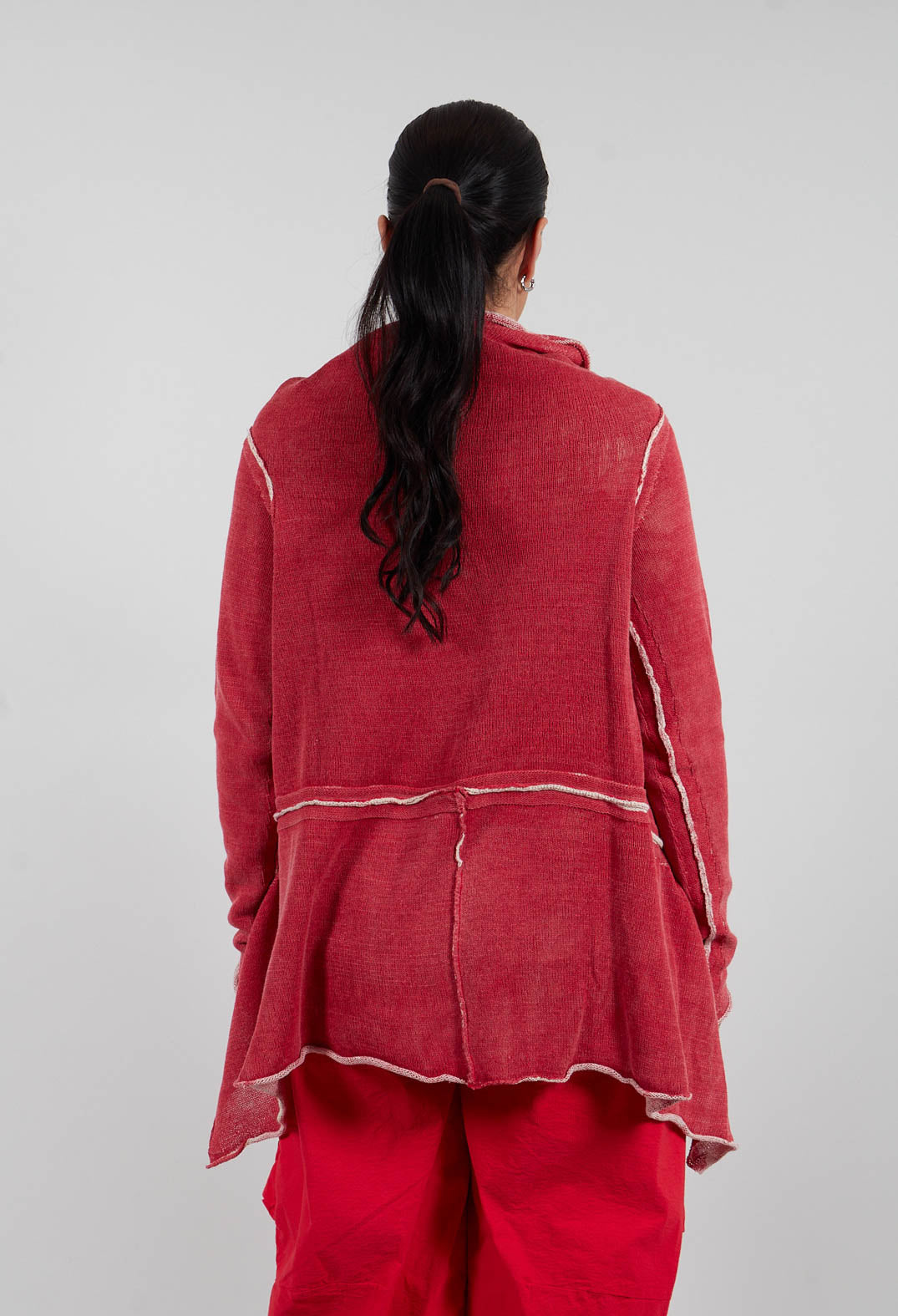 Asymmetric Raw Edge Jumper in Ketchup/Marshmallow - 1720711