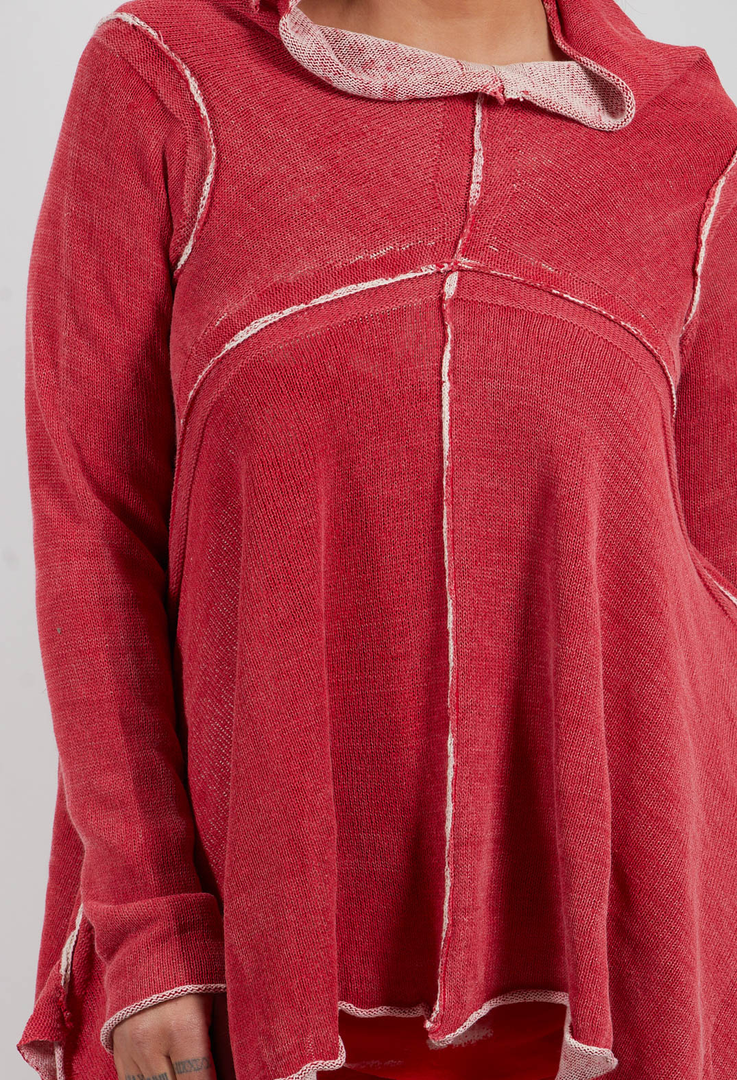 Asymmetric Raw Edge Jumper in Ketchup/Marshmallow - 1720711
