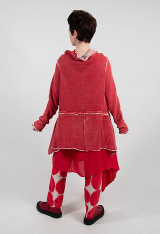 Asymmetric Raw Edge Jumper in Ketchup/Marshmallow - 1720711