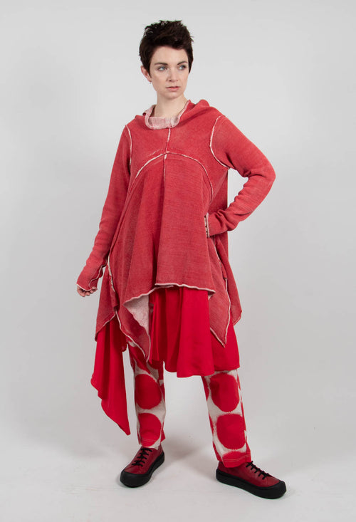 Asymmetric Raw Edge Jumper in Ketchup/Marshmallow - 1720711