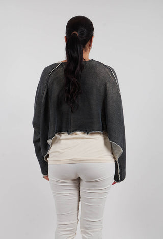 Cropped Oversized Jumper in Black/Marshmallow - 1720713