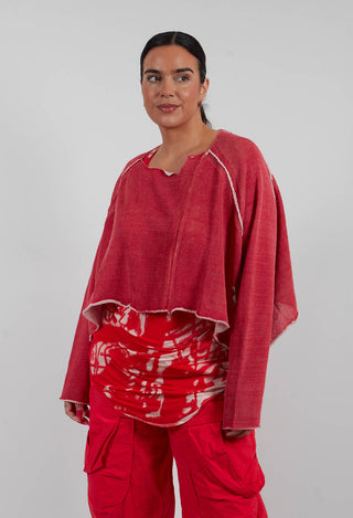 Cropped Oversized Jumper in Ketchup/Marshmallow - 1720713