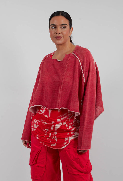 Cropped Oversized Jumper in Ketchup/Marshmallow - 1720713