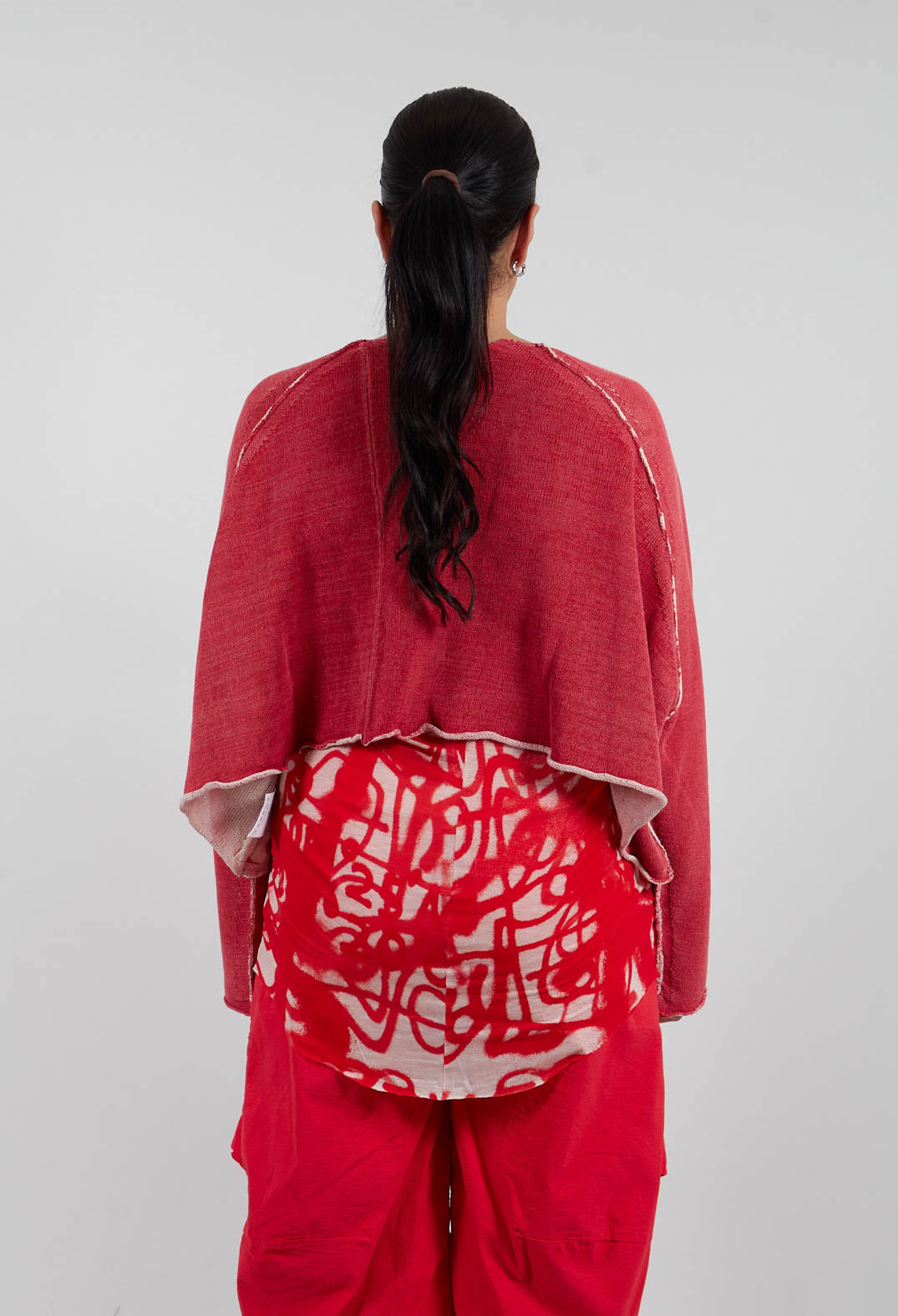 Cropped Oversized Jumper in Ketchup/Marshmallow - 1720713