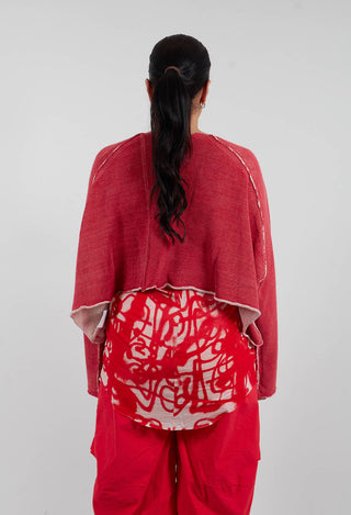 Cropped Oversized Jumper in Ketchup/Marshmallow - 1720713