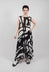 A-Line Midi Dress in Black Print - 1770906