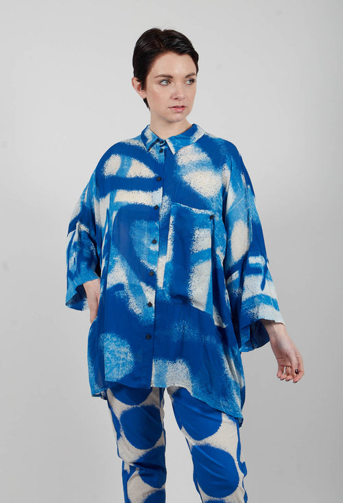 Semi Sheer Longline Shirt in Electric Print - 1770407